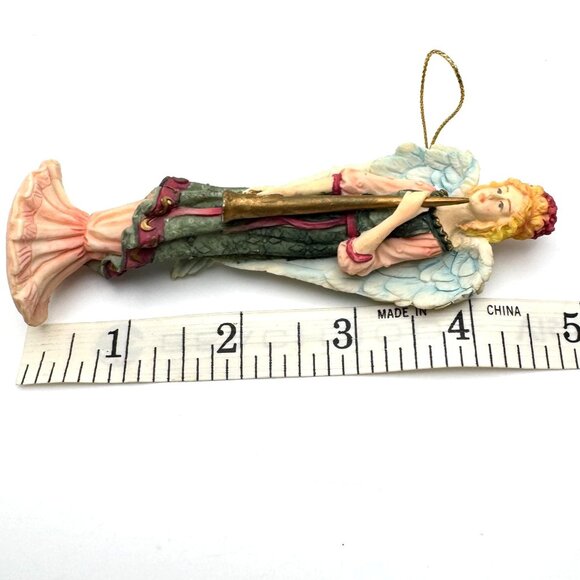 Vtg Ganz Renaissance Angel Figurines Trumpets 5" Resin Christmas Ornaments - Picture 2 of 7